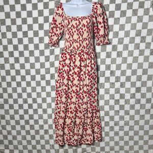 Betsey Johnson Pink Strawberry Quarter Sleeve Maxi Dress